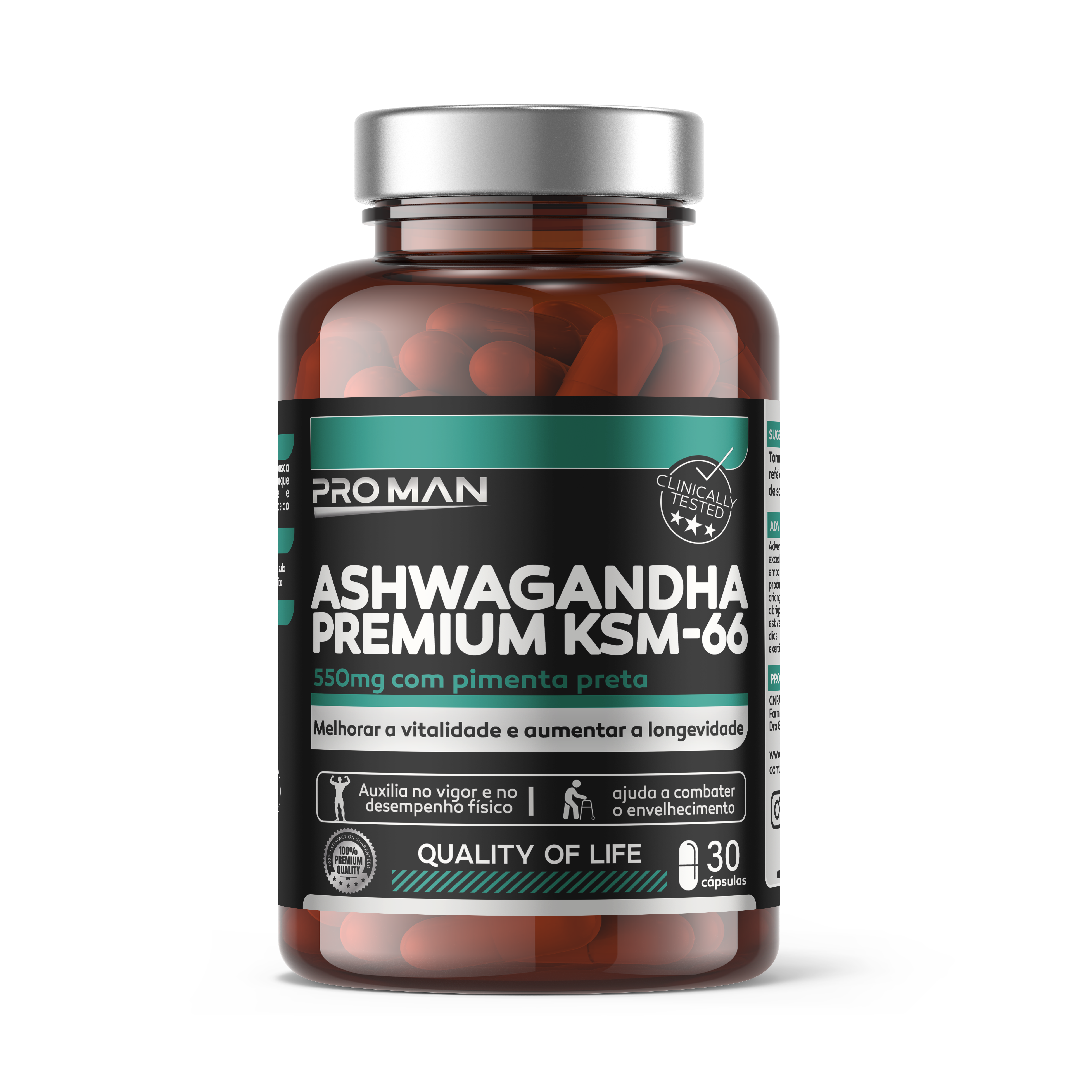 ASHWAGANDHA PREMIUM KSM-66 550mg 30 CÁPSULAS
